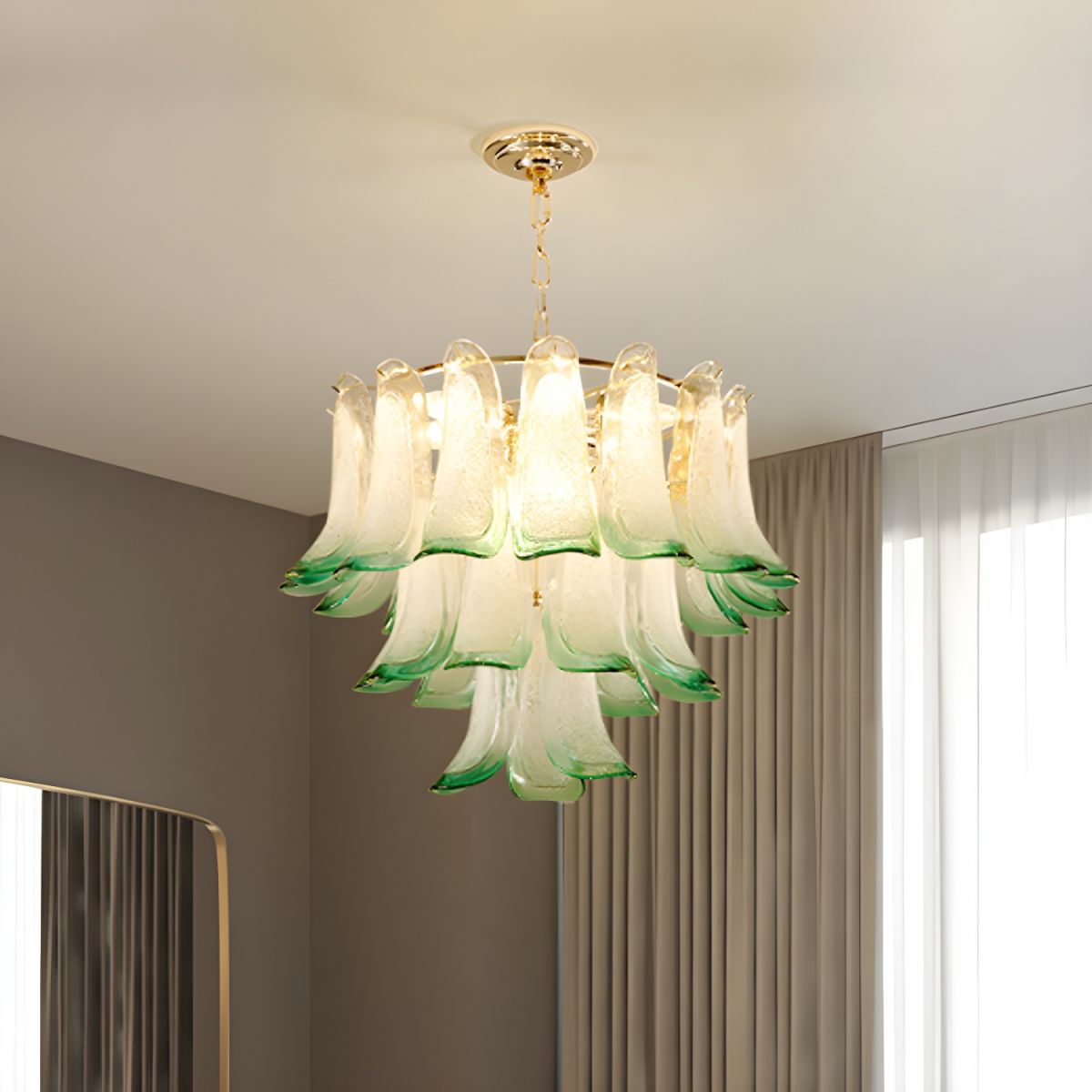 Marilyn Modern 3-Tier Stained Glass Chandelier, Green - Cueteks