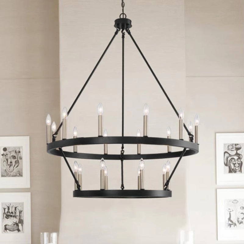 Silva Modern Industrial LED Chandelier Black Metal  Living Room - Cueteks