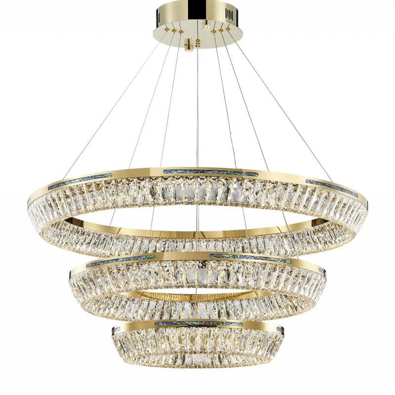 Marilyn Modern Luxury Crystal Gold Chandelier, Tri-Circle - Cueteks