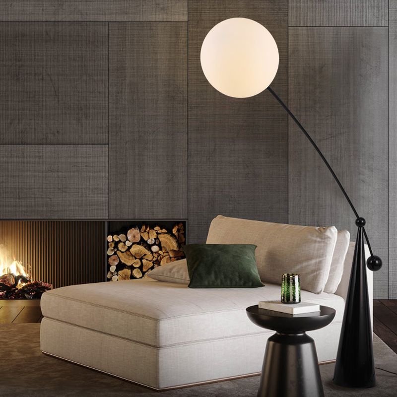 Valentina Floor Lamp Arc/Bubble Modern/Unique, Frosted Glass, White, Bedroom - Cueteks