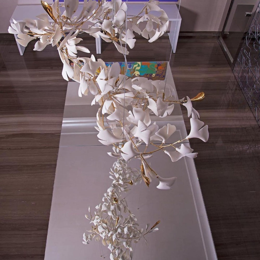 Olivia Modern Leaf Chandelier Metal/Ceramic Bedroom/Living Room - Cueteks
