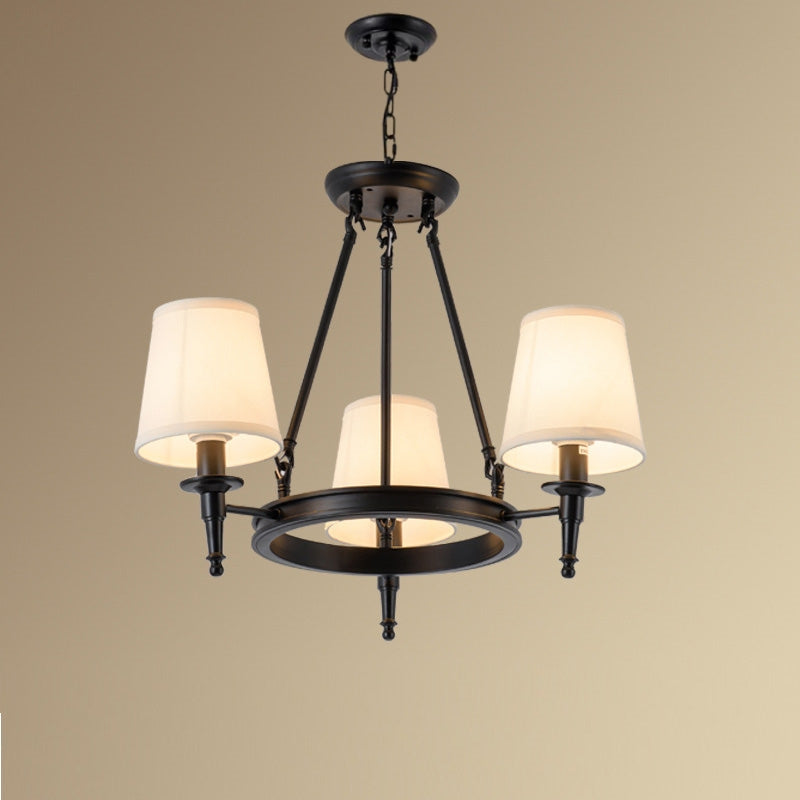 Alessio Vintage Ring Metal/Fabric Chandelier, Black/Copper - Cueteks