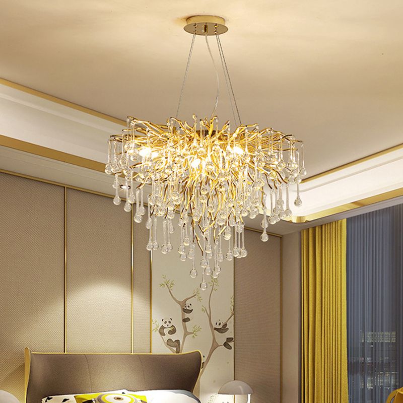 Colon Pendant Light Tassel Luxury, Metal/Crystal, Gold, Bedroom - Cueteks