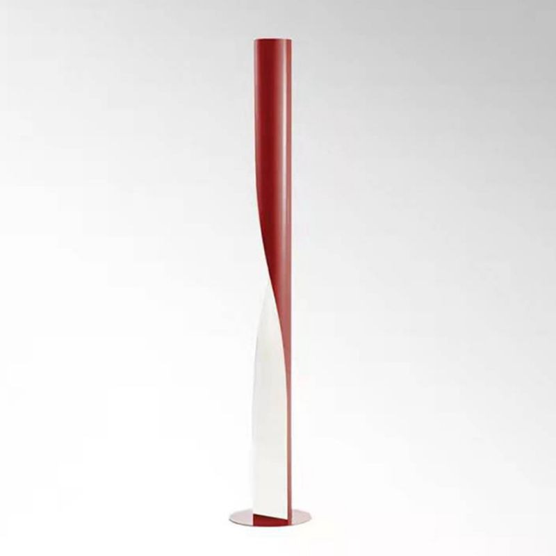 Edge Modern Minimalist Twisted Cylinder Metal Floor Lamp, White/Red/Gray/Gold - Cueteks