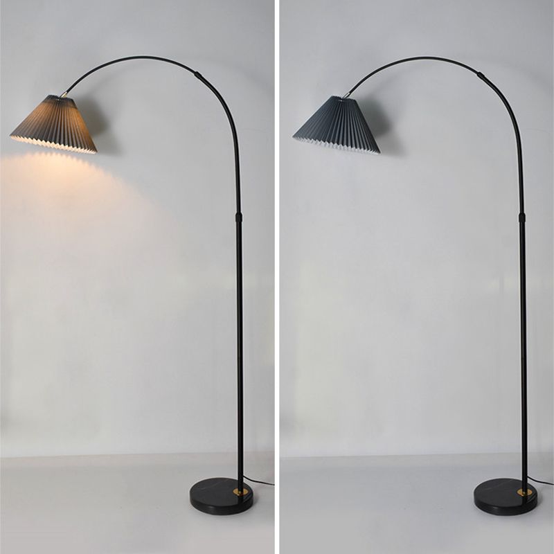 Eryn Floor Lamp Pleated Arc Nordic/Modern, Metal/Fabric, Multi-color, Study - Cueteks