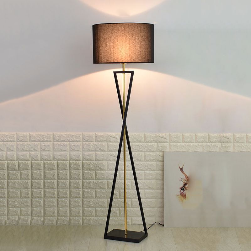 Eryn Retro Cylinder Tripod Metal  Fabric Multi Color Floor Lamp - Cueteks