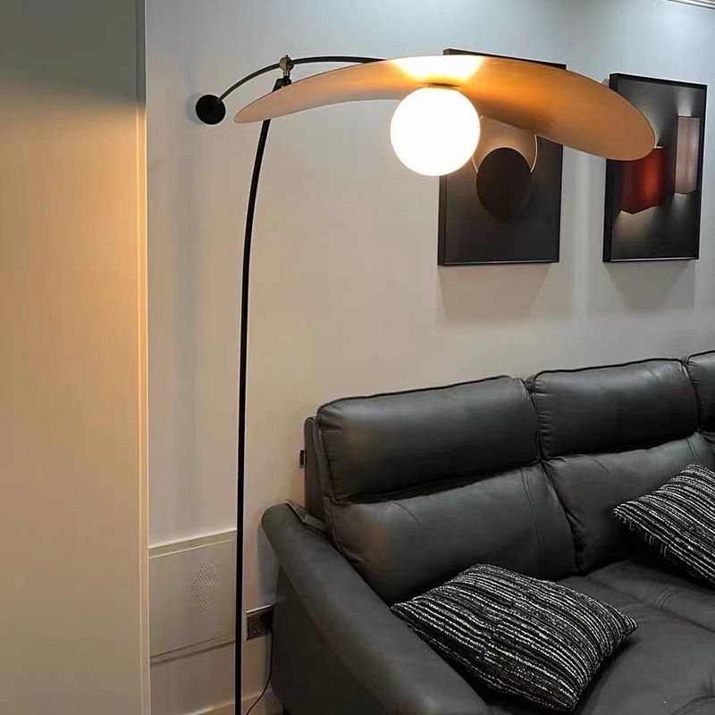 Carins Modern Bowl Linear Metal Glass Floor Lamp,Black /Gold - Cueteks