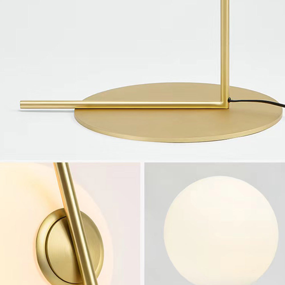 Valentina Modern Right Angle Globe Metal/Glass Standing Floor Lamp, Brass/Silver - Cueteks