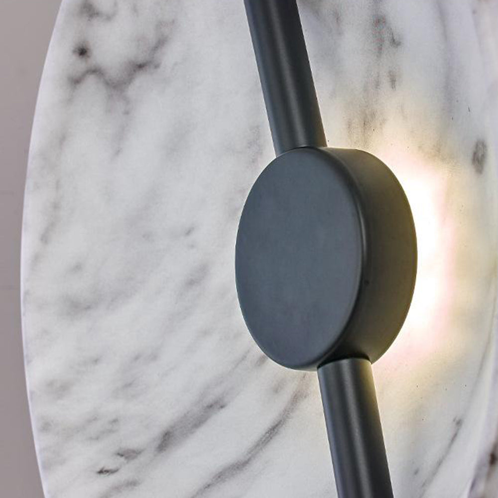 Salgado Modern Nordic Round Marble/Metal  Floor Lamp, White - Cueteks