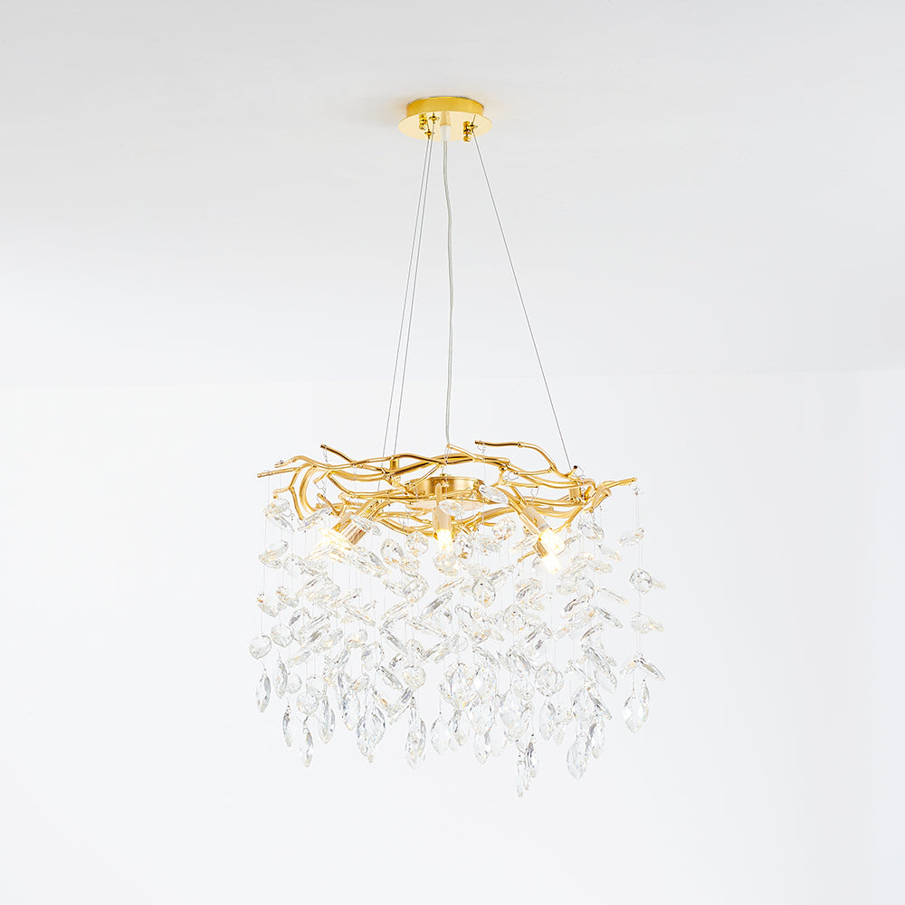 Marilyn Contemporary Gold Glass Crystal Chandelier - Cueteks