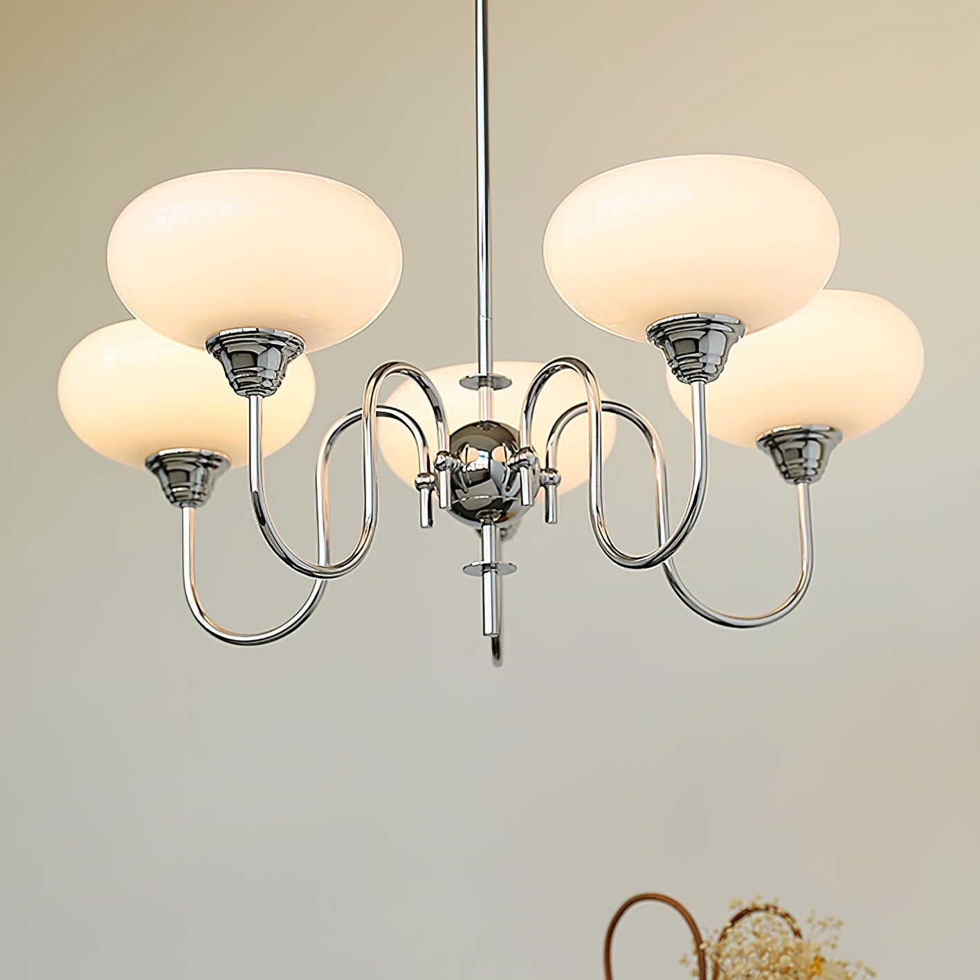 Morandi Modern Kitchen Island Bubble Globe Glass Chandelier, White/Beige - Cueteks