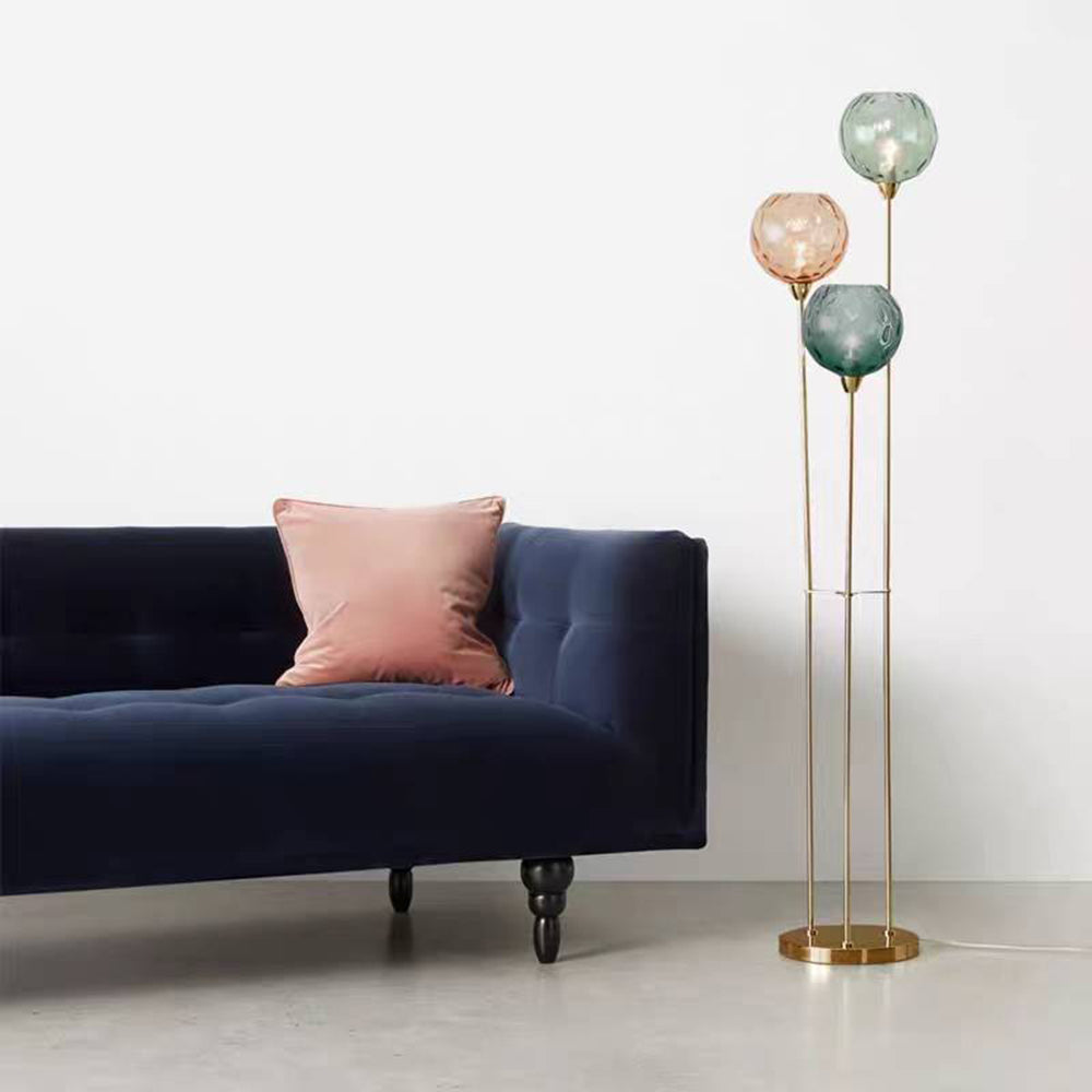 Hailie Designer Bubble Floor Lamp, Metal/Glass - Cueteks