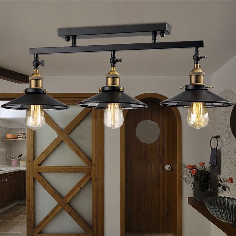 Cooley Retro Metal LED Flush Mount Ceiling Light, Black - Cueteks