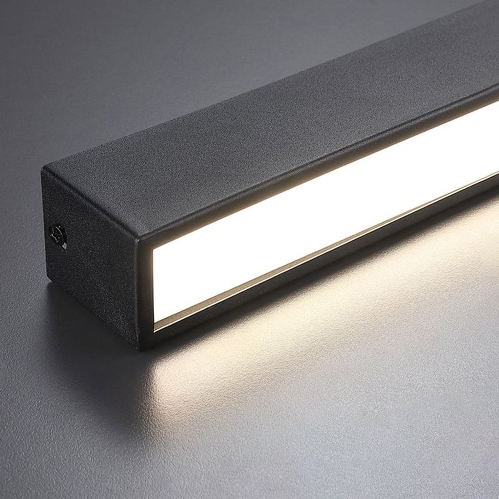 Close view of Edge rectangular black housing and white diffuser strip