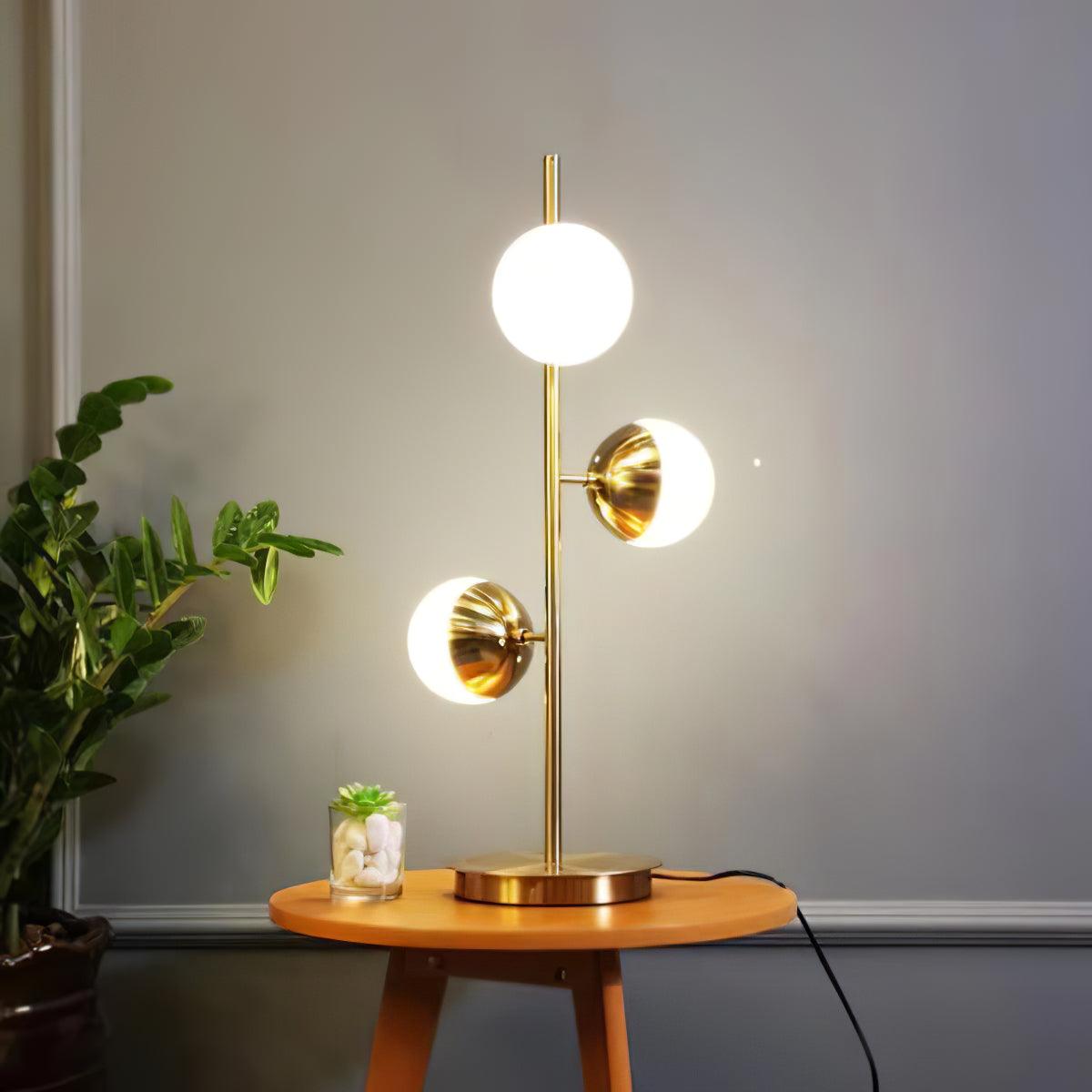 Valentina Floor Lamp Ball Modern, Metal/Ceramic, White/Gold, Living Room - Cueteks