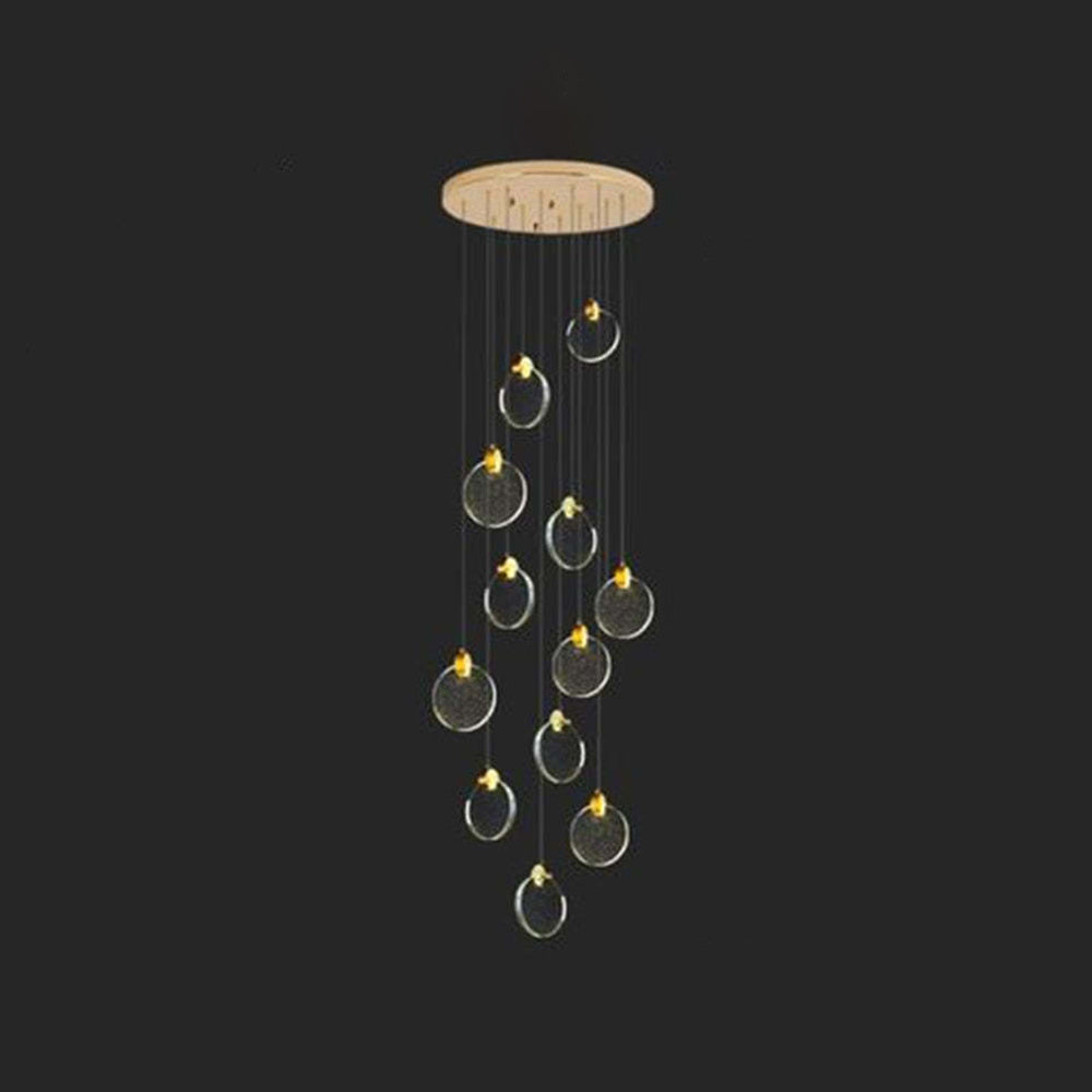 Kristy Minimalist Round  Metal/Crystal Chandelier, Gold - Cueteks