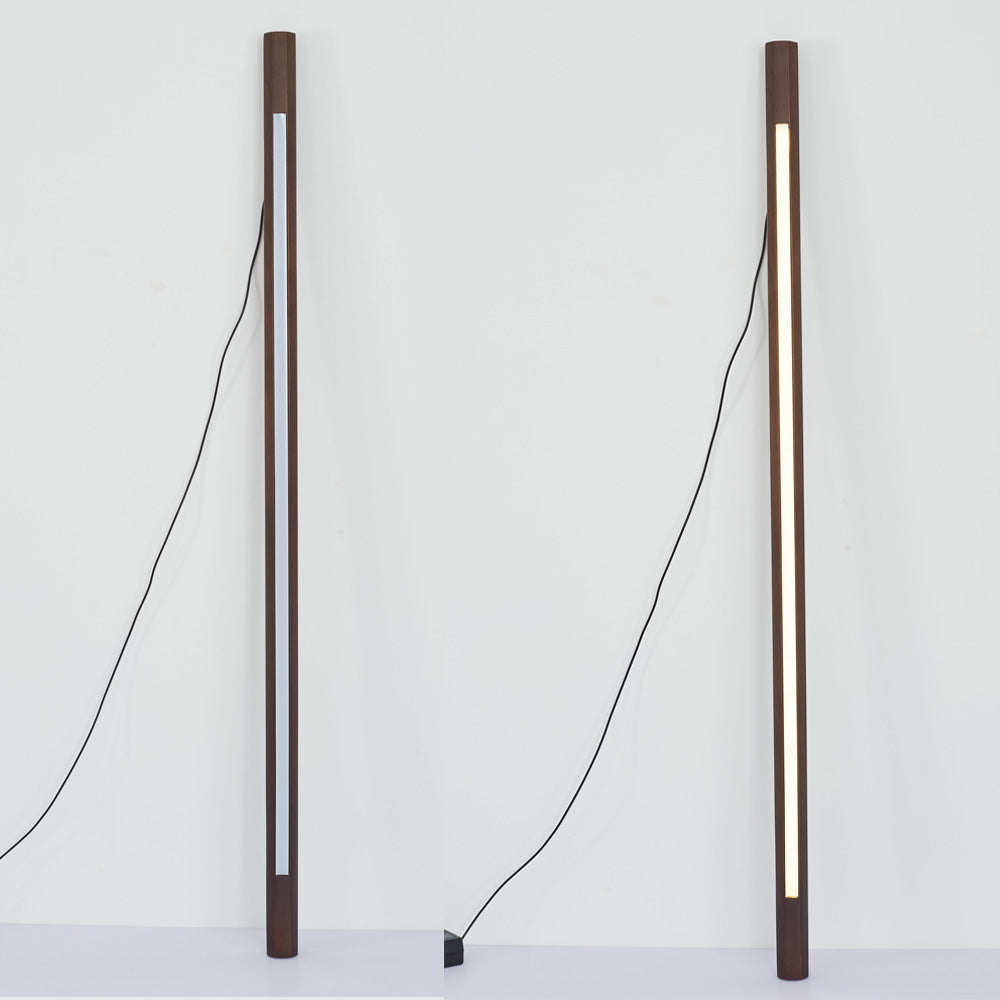 Ozawa Minimalist Linear Floor Lamp, Wood/Acrylic, Living Room - Cueteks