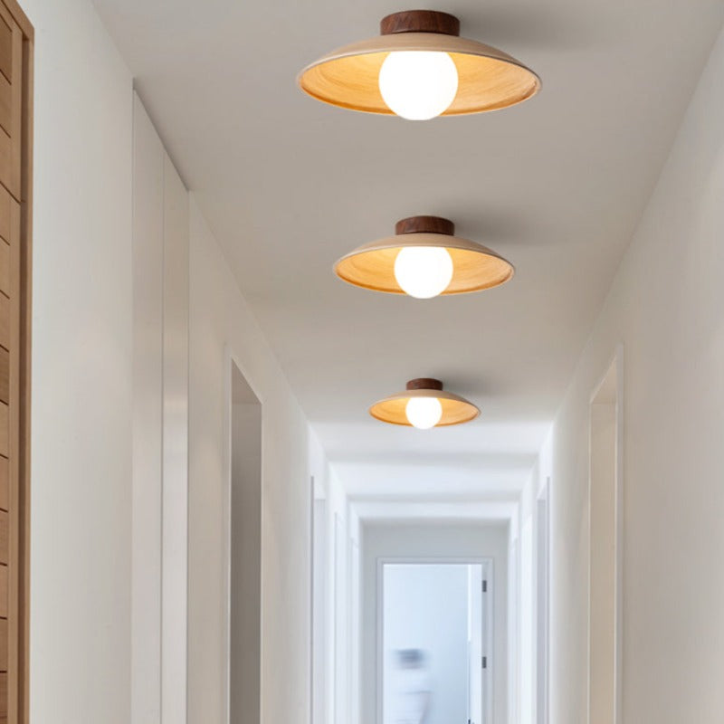Ozawa Vintage Flush Mount Ceiling Light Wood/Metal/Glass Bar/ Hotels - Cueteks