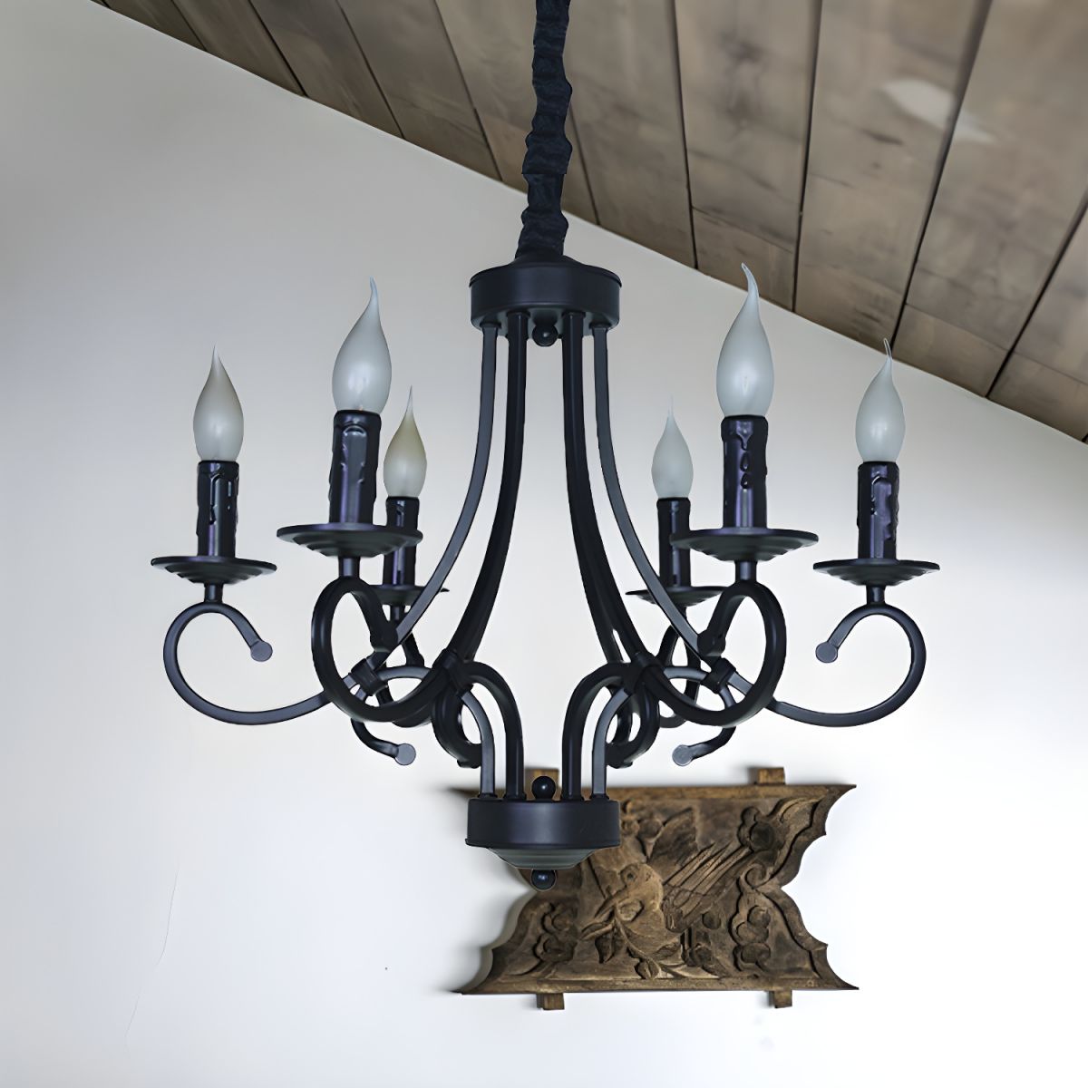 Silva Vintage Mental Candle Chandelier, Black - Cueteks