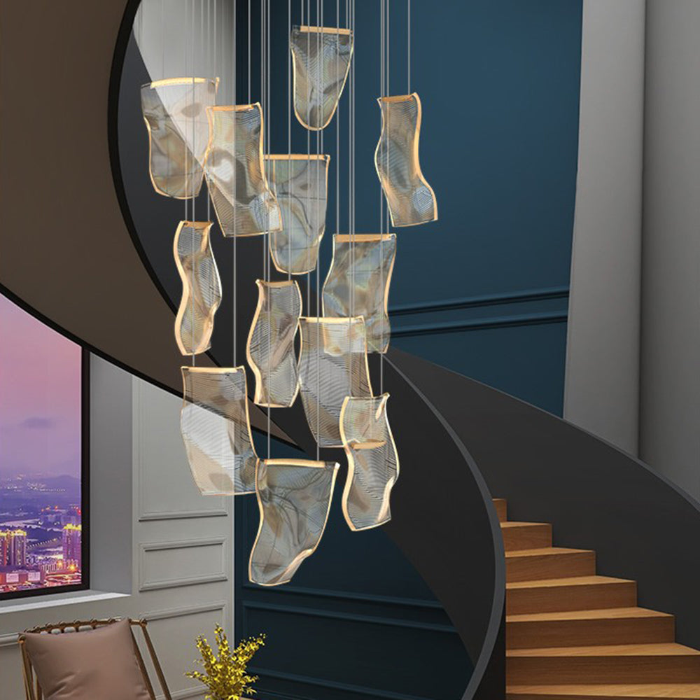 Marylin Artistic Acrylic Silk Chandelier, Gold - Cueteks