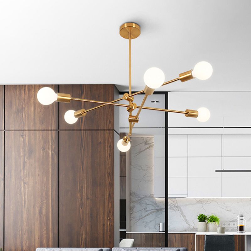Valentina Modern Globe Metal/Glass Chandelier, Black/Gold - Cueteks