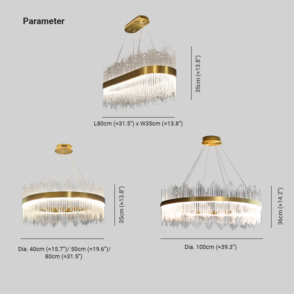 Marilyn Modern Round/Rectangular Chain Chandelier, Gold - Cueteks