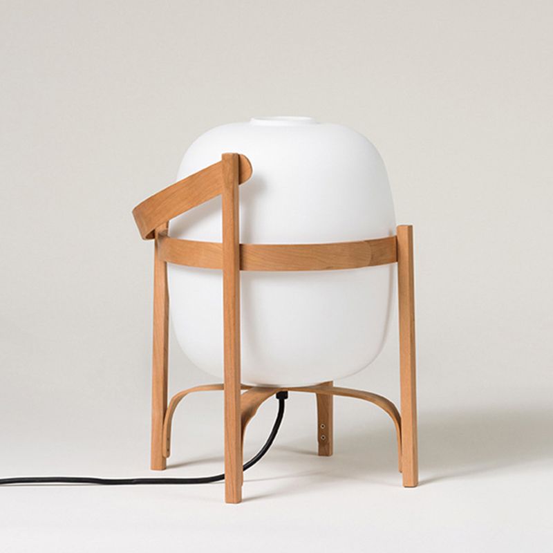 Ozawa Modern Lantern Wood/Glass Floor Lamp - Cueteks