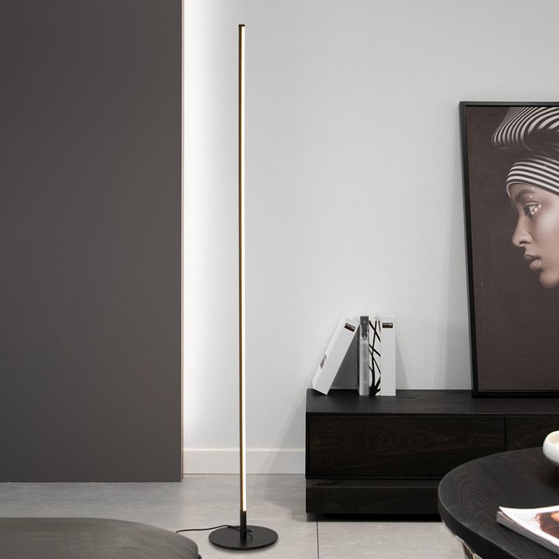 Edge Modern Minimalist Linear Floor Lamp, Metal/Silica Gel, Living Room - Cueteks