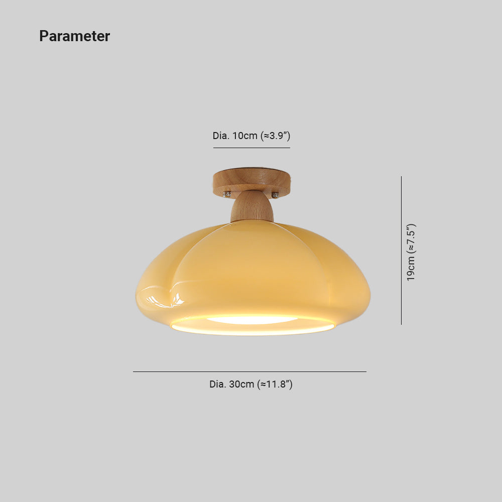 Hailie Modern LED Pumpkin Creativity Ceiling Light Glass Wood Aisle/Hallway/Bedroom/Living Room - Cueteks