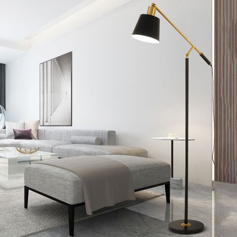 Salgado Modern Balance Arm Black Floor Lamp, Black - Cueteks
