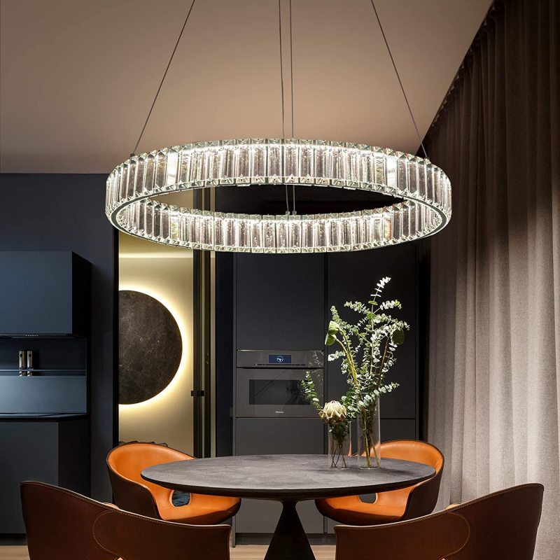 Marilyn Elegant Round Crystal Chandelier, Clear - Cueteks