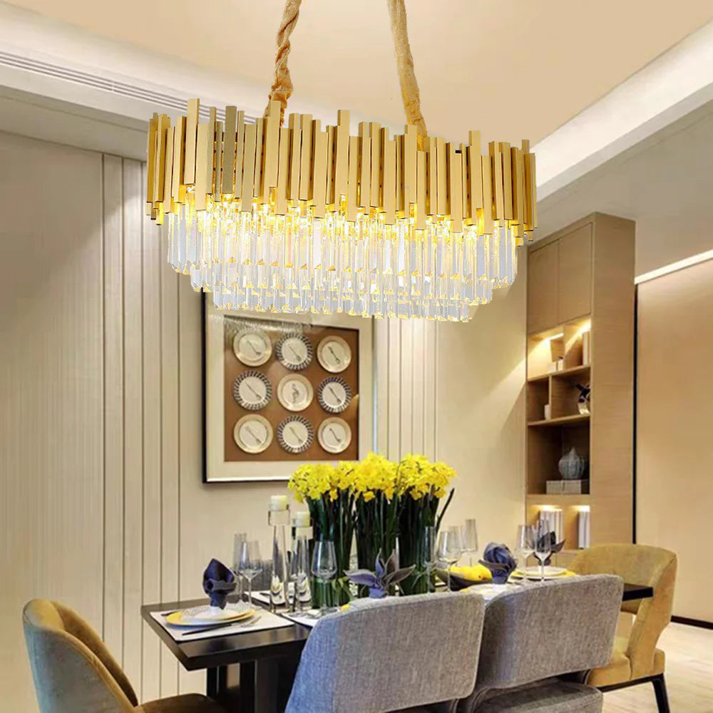 Marilyn Nordic Postmodern Luxury Gold Crystal Chandelier for Dining Room & Living Room - Cueteks