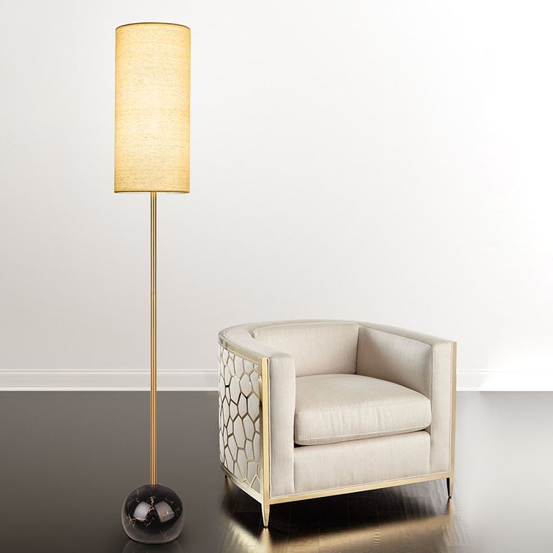 Eryn Modern Cylinder Shape Metal Fabric Floor Lamp - Cueteks