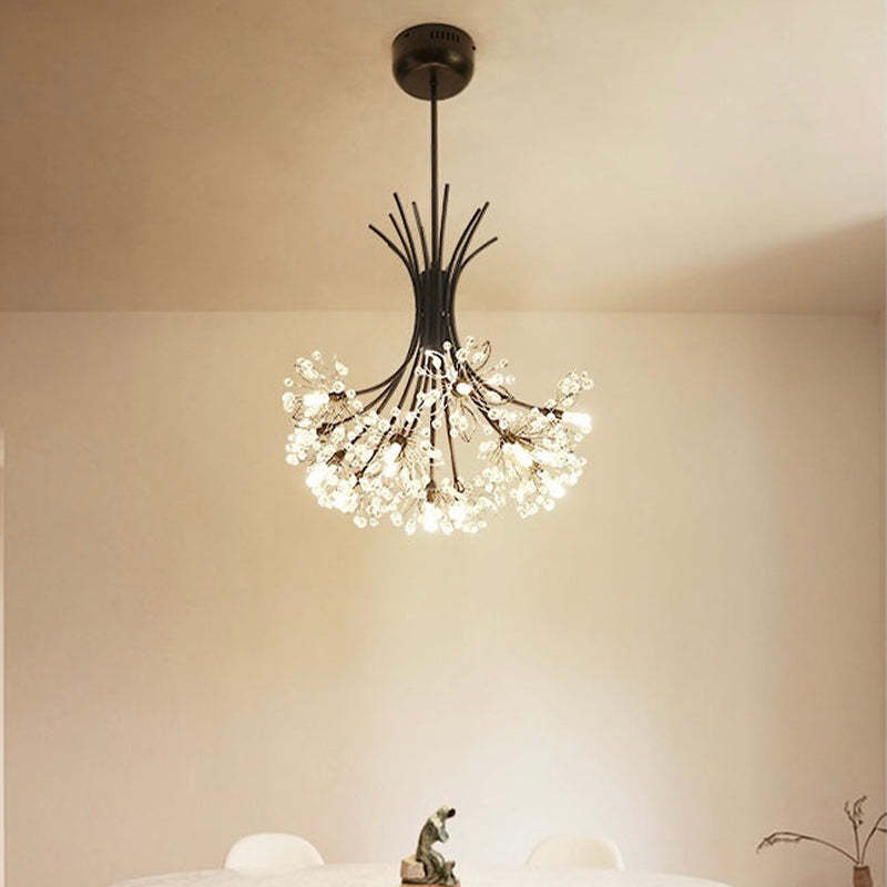 Lily Modern Art Deco Crystal Sputnik Chandelier, Black/Gold - Cueteks