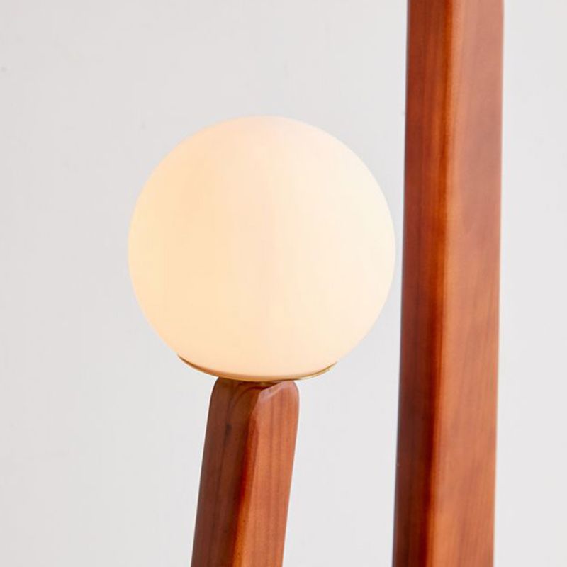 Avi Vintage Wood/Glass Floor Lamp,  2 Heads - Cueteks