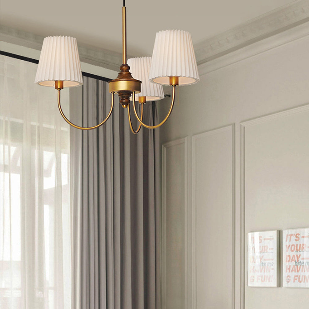 Eryn Modern Retro Metal/Fabric Chandelier, White/Green - Cueteks
