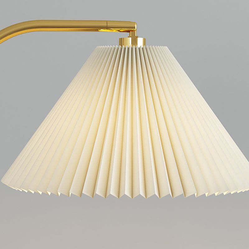 Ozawa Pleated Metal Floor Lamp With Shelves,Gold-Black/Gold - Cueteks