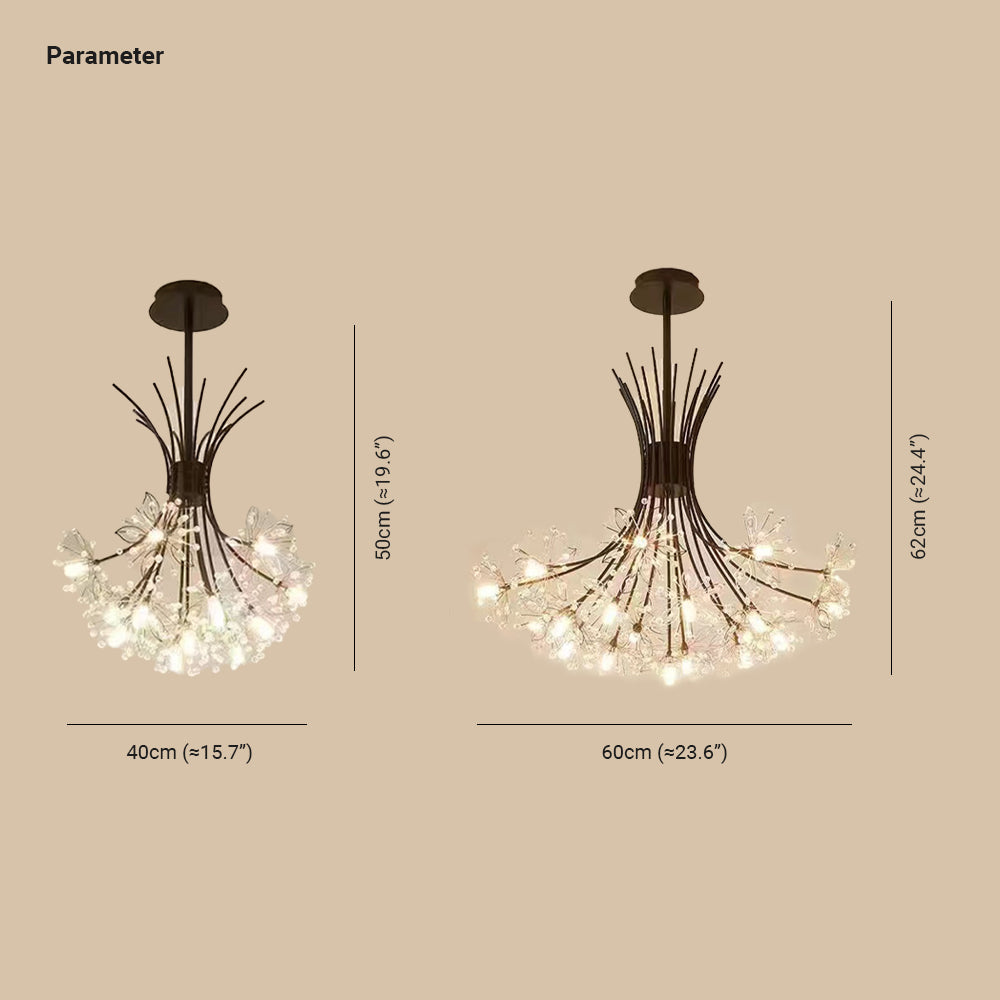 Lily Modern Art Deco Crystal Sputnik Chandelier, Black/Gold - Cueteks