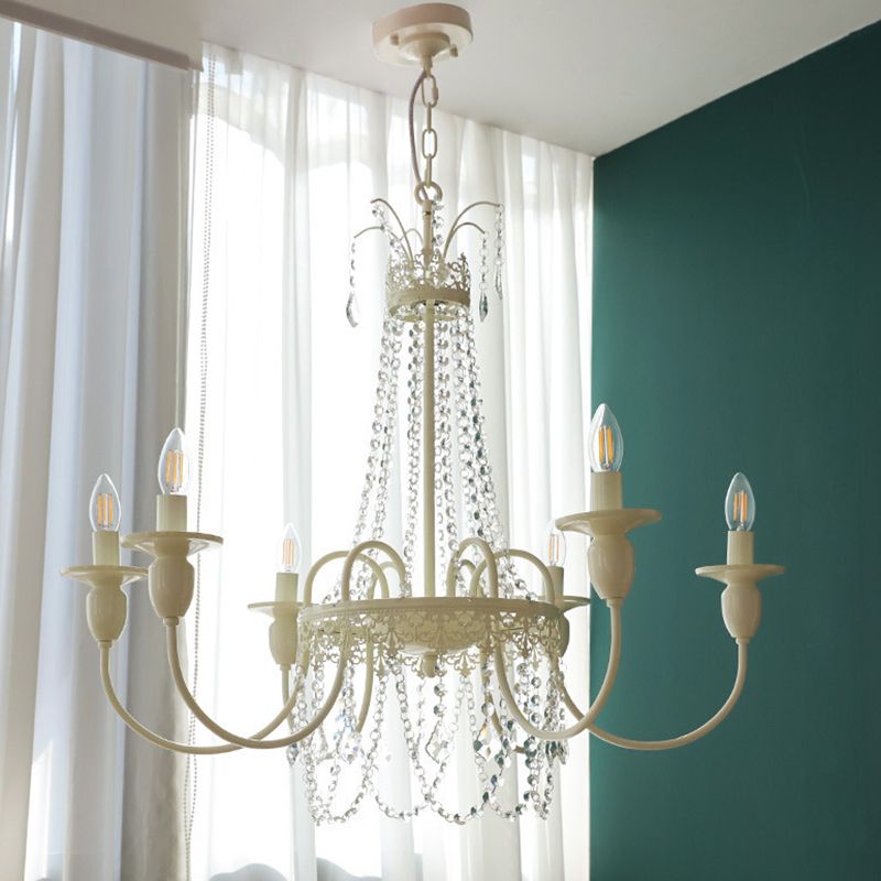 Silva Pendant Light Candle French, Crystal/Metal, White, Bedroom - Cueteks