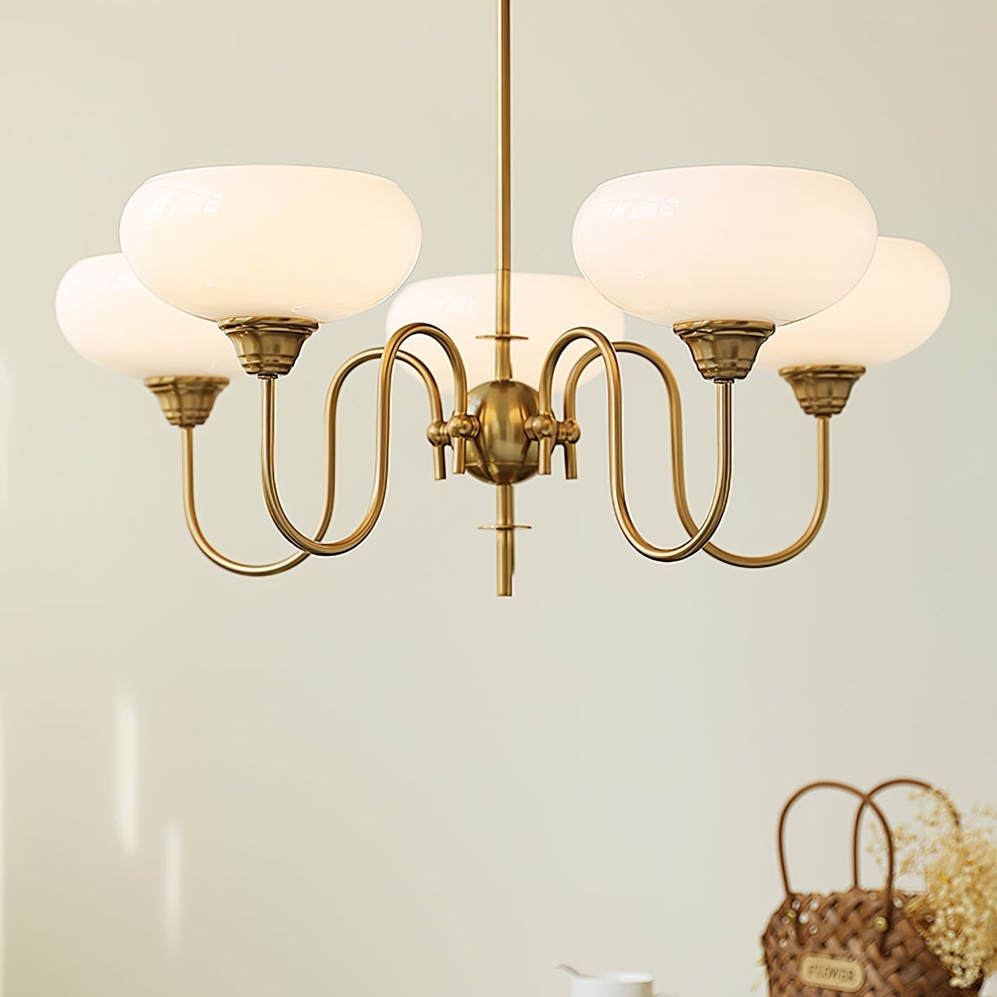 Morandi Modern Kitchen Island Bubble Globe Glass Chandelier, White/Beige - Cueteks