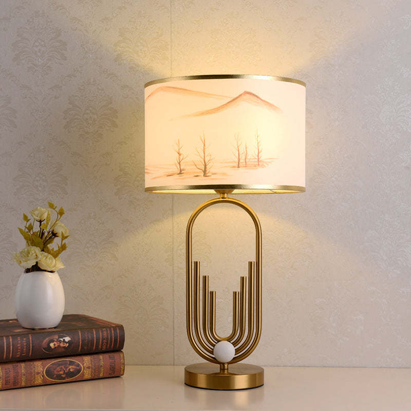 Sano Table/Floor Lamp Landscape, Metal/Fabric, Bedroom - Cueteks
