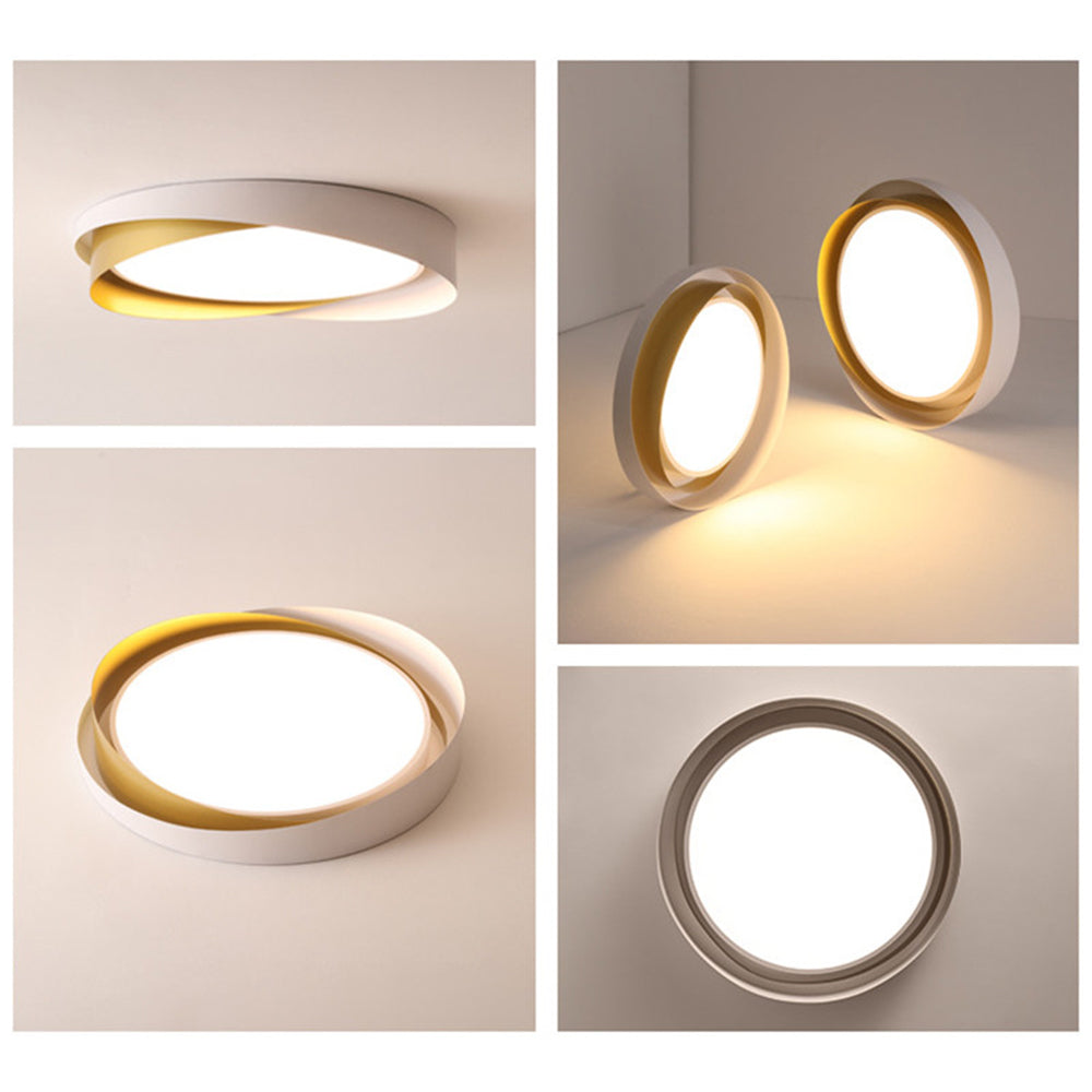 Original Quinn composite showing gold ceiling and tilted views, two lamps propped on a surface, and a round diffuser front view.