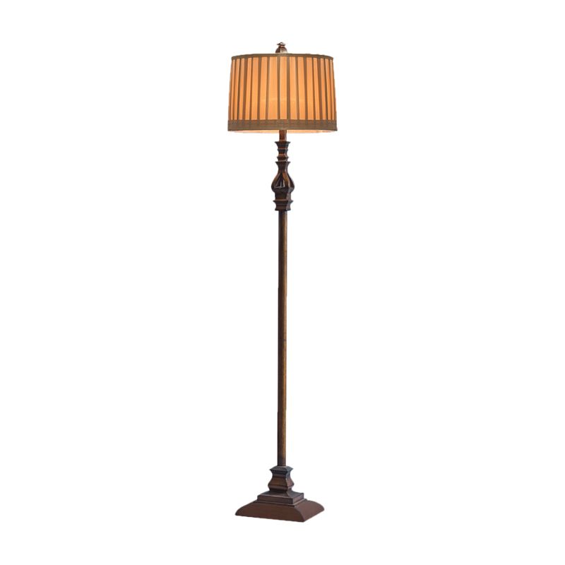 Eryn Vintage Resin/Fabric Standing Floor Lamp, Brown - Cueteks