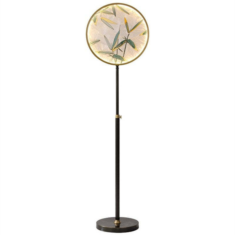 Jade Zen Artistic Circle Floor Lamp, Metal/Glass - Cueteks