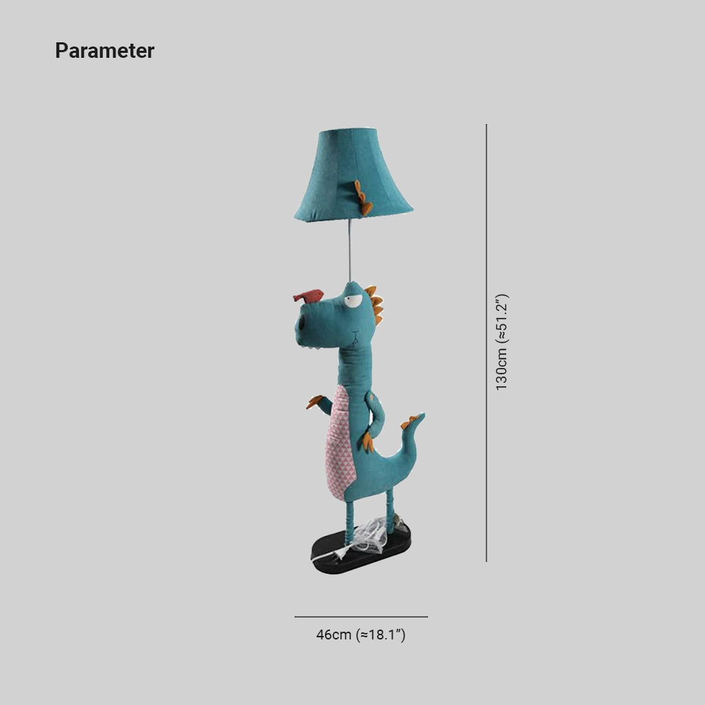 Minori Modern Dinosaur Metal/Fabric Floor Lamp - Cueteks