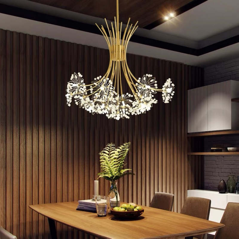 Lily Modern Art Deco Crystal Sputnik Chandelier, Black/Gold - Cueteks