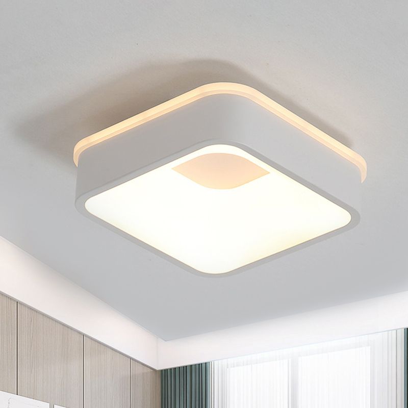 White Quinn Style C square ceiling light in a bedroom