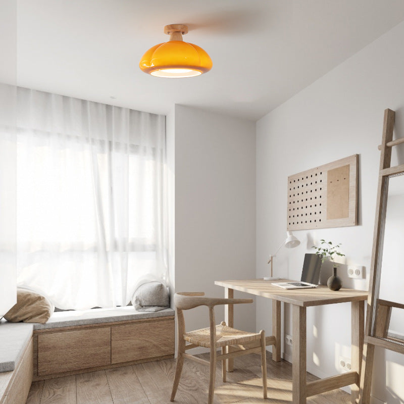 Hailie Modern LED Pumpkin Creativity Ceiling Light Glass Wood Aisle/Hallway/Bedroom/Living Room - Cueteks