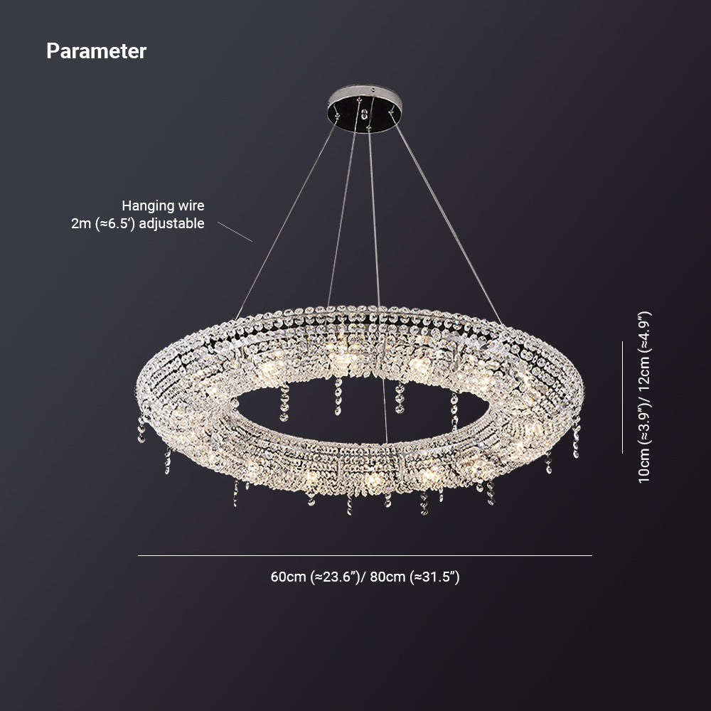 Kristy Luxury Round Crystal Pendant Light for Living Room/Dining Room - Cueteks
