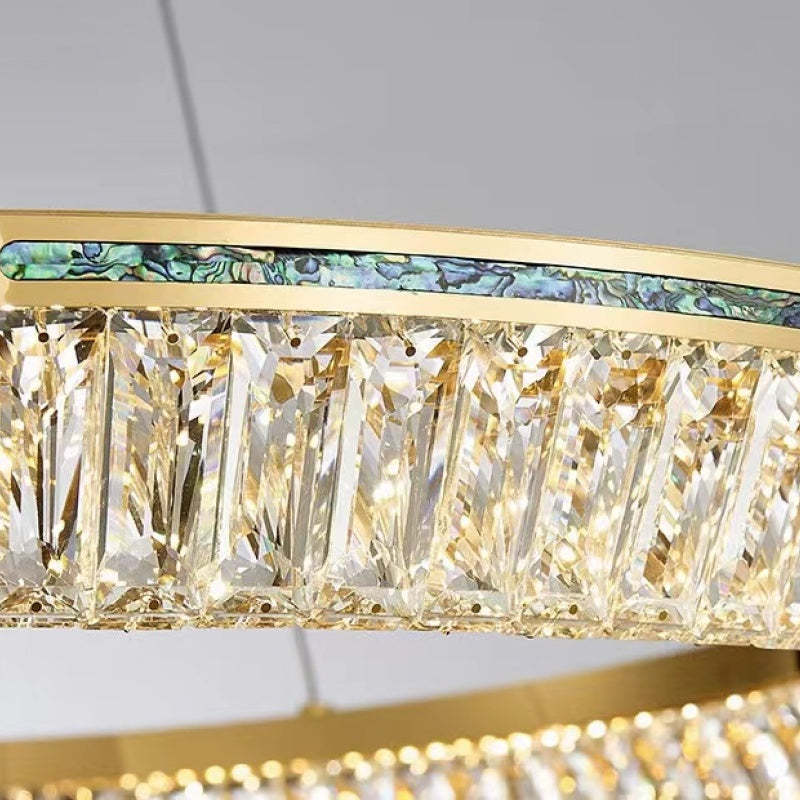 Marilyn Modern Luxury Crystal Gold Chandelier, Tri-Circle - Cueteks